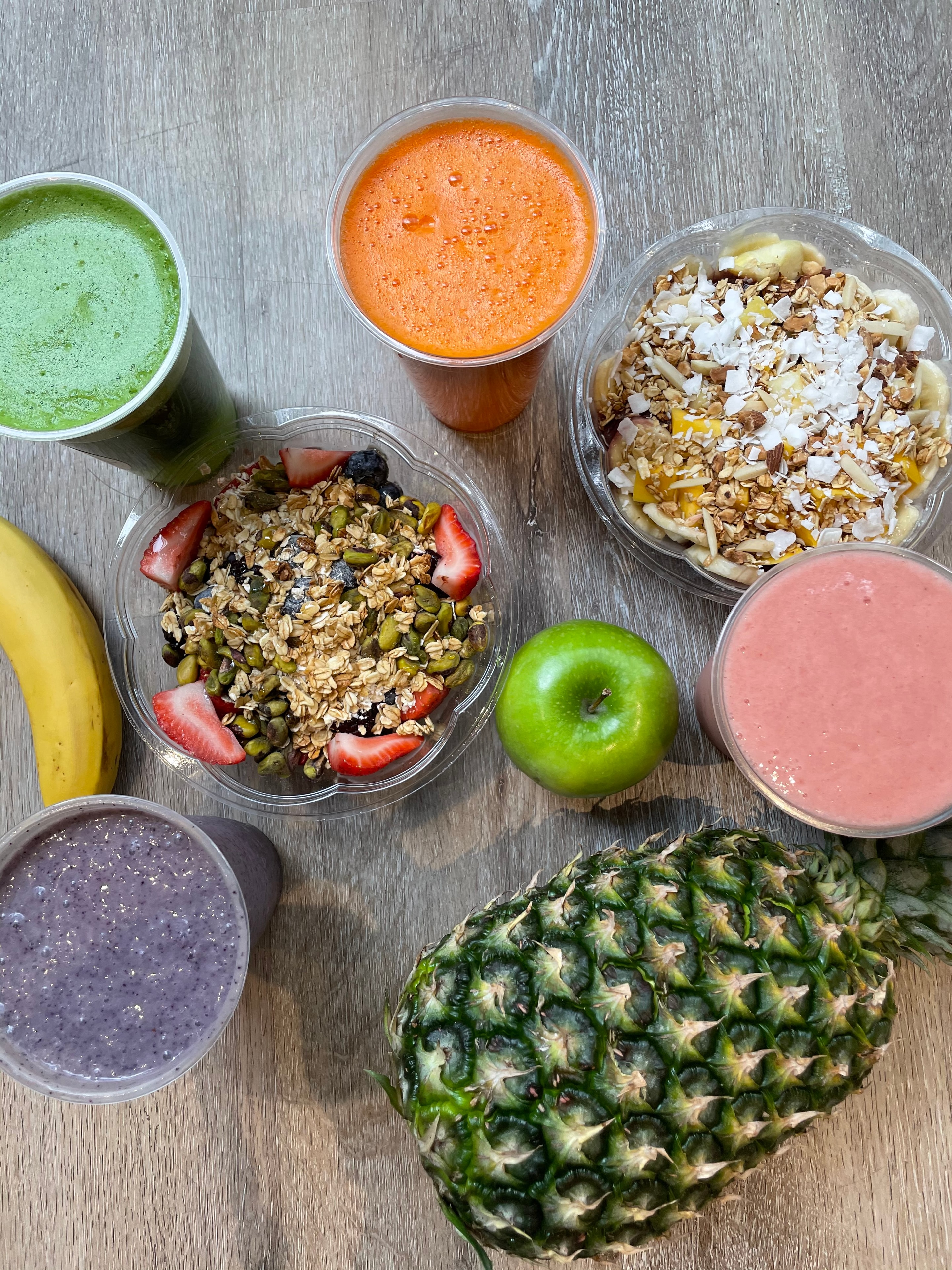 Fresh smoothie bowls and juices at Jungle Juice Cafe